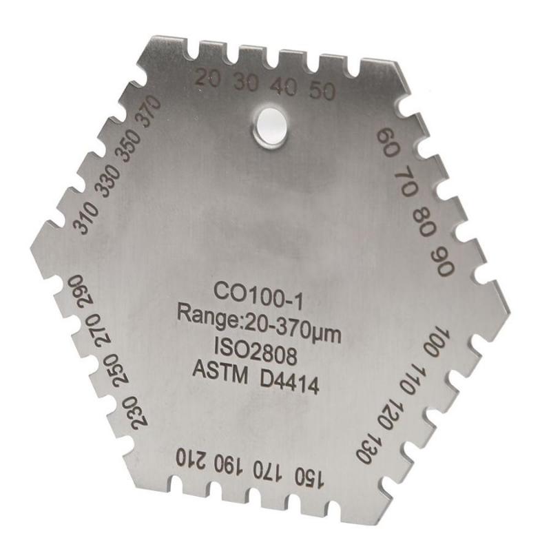 CO100-1 20-370um Wet Film Thickness Gauge HIgh Accuracy Stainless Steel Hexagonal Wet Film Comb Card Thickness Gauge Meter