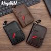 Мужской ретро многофункциональный короткий кошелек для карт и монет на молнии