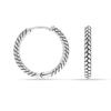 S925 Sterling Silver Antique Texture Charms Huggie Hoop Earring for Women Teen 25MM