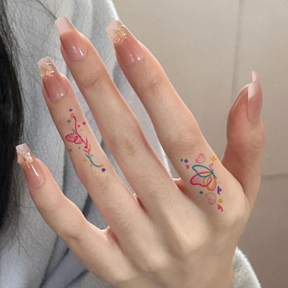 Маленький Узор Простые Бабочки Цветы Цветная Татуировка Спина Девушки Стойкие Тату Наклейки Водопро X7M8