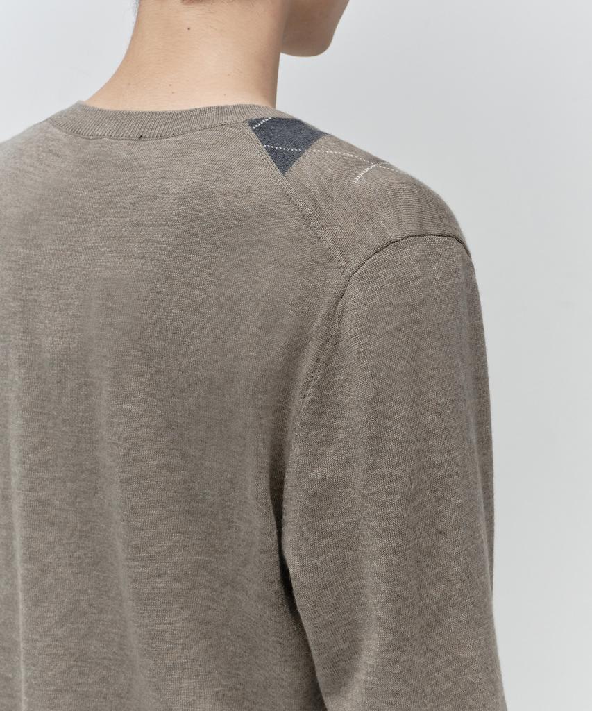 MUSINSA STANDARD Argyle Round Neck Cardigan [Taupe]