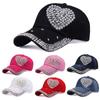 Rhinestones Studded Baseball Caps Heart Shaped Snapback Hat Ponytail Baseball Cap Women Man