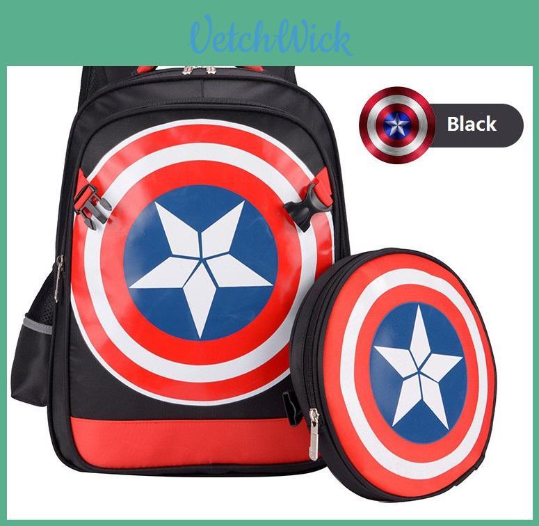 Captain America School Rolltop Backpack With Antitheft Features For Elementary Students