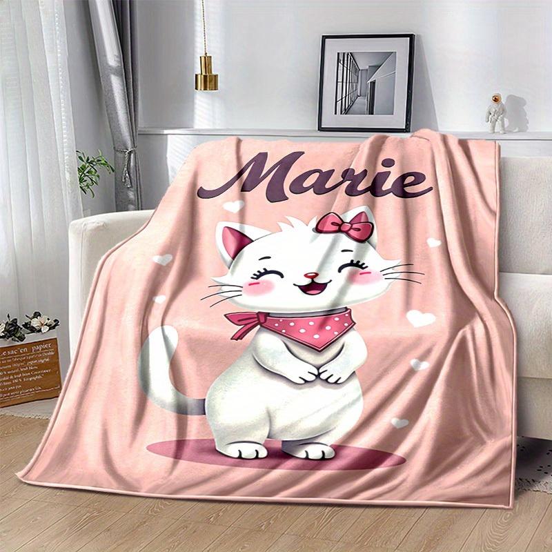 1pc Cute Cartoon Marie Cat Blanket - Seasonal Home Decor, Cartoon Blanket, for Decorating Your Own Sofa and Living Room, Super Soft Flannel,