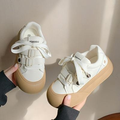 Маленькие белые туфли женские туфли на платформе с увеличенным размером осенние новые модели с юбками большие повседневные туфли для досок универсальная повседневная обувь