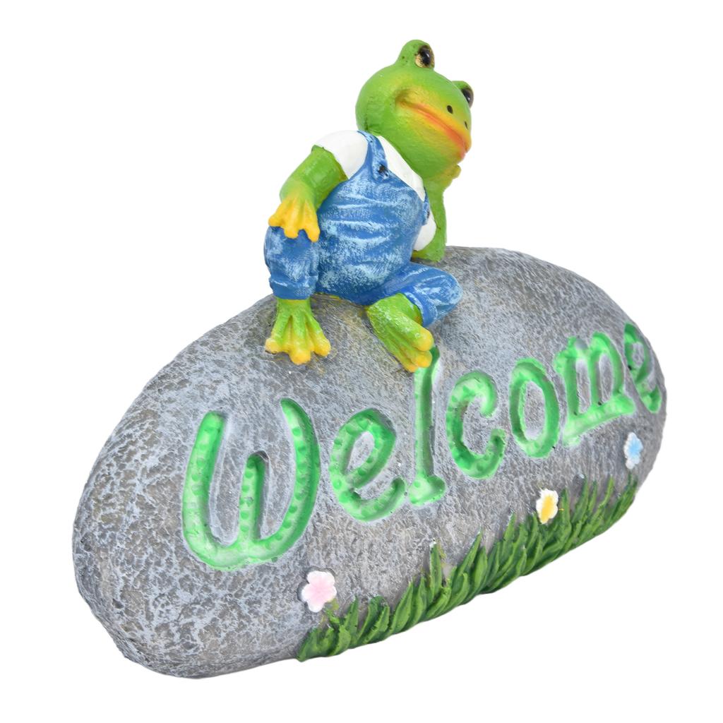 Приветственная лягушка, светящаяся садовая декорация, смоляные поделки, украшение для патио, двора, лужайки, животных
