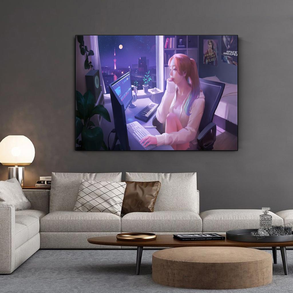 Рамка из цельного дерева HD Красота Аниме Игра Фэнтези Девушка HD Печать Холст Стена Искусства Живопись Модульные Картины Украшения Дома Плакат Рамка Для Гостиной