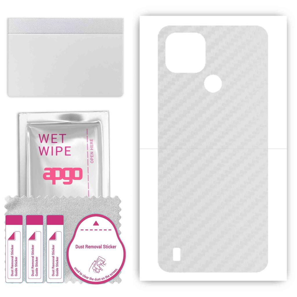 apgo Protective Skin Sticker for the Back Compatible with Realme C21, Wrap Film, Foil, Vinyl - Pattern Transparent Carbon