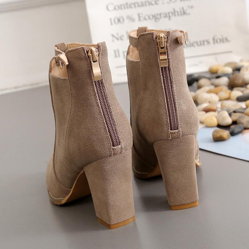 Women's Heeled Ankle Boots Fashion Sexy Pointed Woman Short Boots Spring Autumn New Plus Size 43 Women Shoes Botas De Mujer