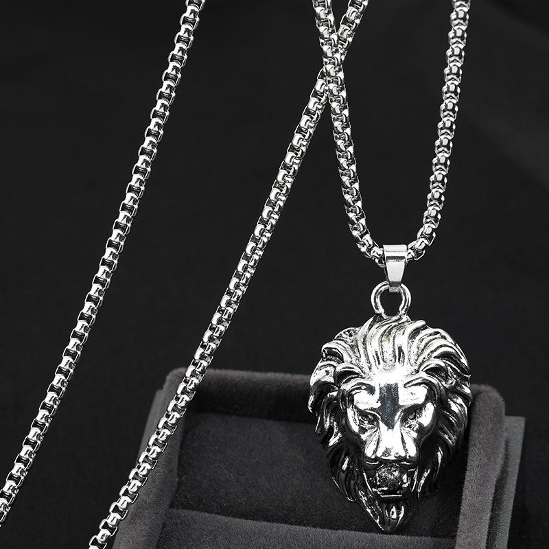 Roaring Lion Head Cool Men Titanium Steel Necklace Hip Hop Punk Street Hipster Nightclub Hip Hop Pendant