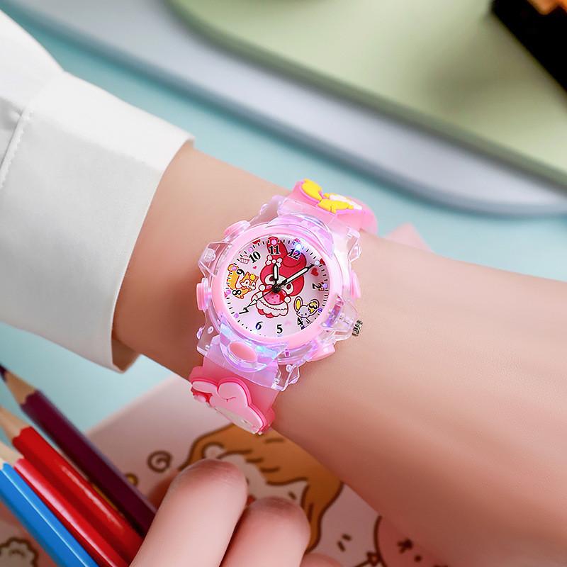 Детские кварцевые часы Hello Kitty с ночной подсветкой и силиконовым ремешком, подарок для детей