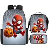 Spider-Man Backpack Set for Kids Toddler Halloween Backpack 3 Piece School Bag Street Style