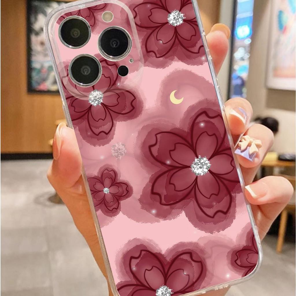 Прозрачный чехол с рисунком «Цветок красной фасоли» против падений для серии iPhone 14/15/16/17 Pro Max