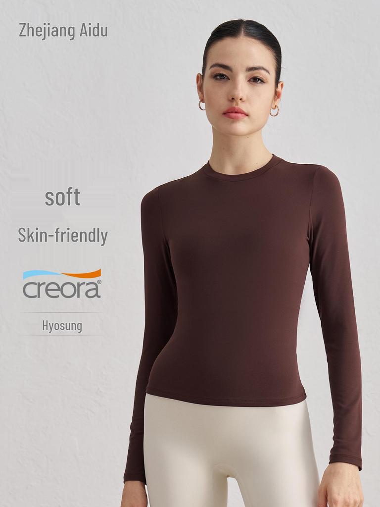 SNU Осенний свитшот с круглым вырезом, облегающий топ для йоги - Ощущение обнаженности, с длинным рукавом, фитнес базовый слой