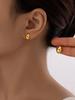 1 Pair Fashion Classic Simple 18k Gold Plated Waterproof Hollow Smooth Drops Stainless Steel Earrings