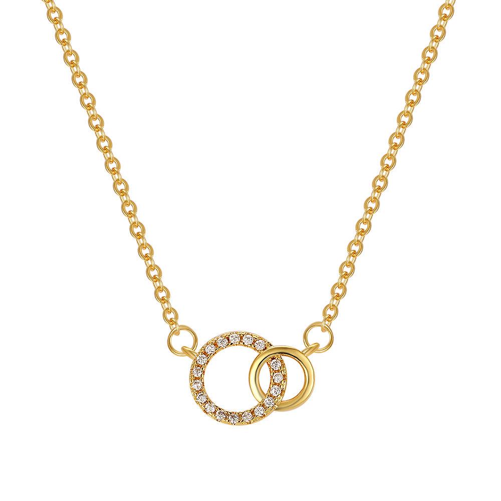 Elegant Double Ring Zircon Pendant Necklace - Versatile, Fashionable Clavicle Chain and Unique Gift