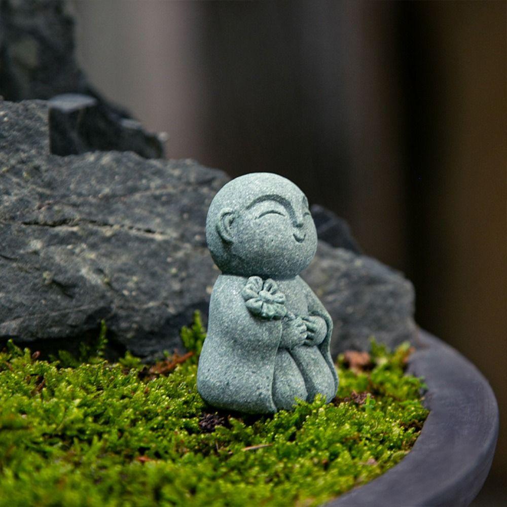 Handmade Buddha Statue Exquisite Zen Garden Ornament Little Monks Figurine  Aquarium Decor