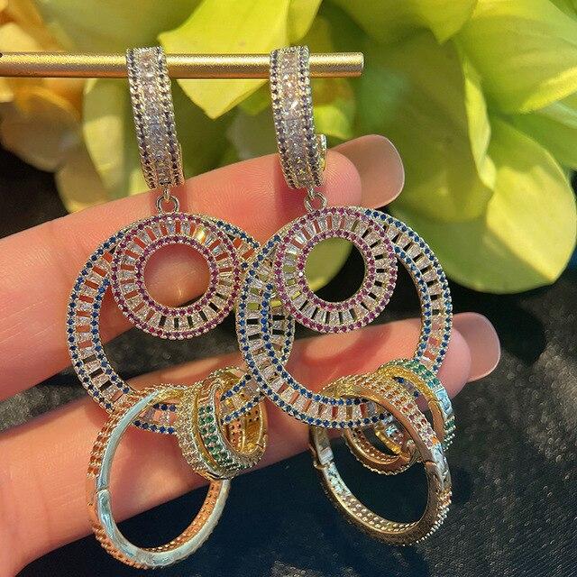 Серьги-кольца из серебра 925 пробы с иглами в европейском и американском стиле для тяжелой промышленности, многослойные серьги-кольца для женщин, индивидуальные висячие серьги