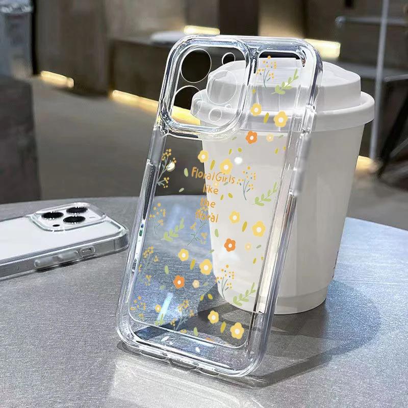 INS Small Floral Flowers Graphic Print Phone Case For iPhone 15 Pro Max 14 13 12 11 XS XR X 7 8 Plus SE 2022 Clear Bumper Cover