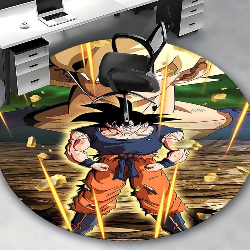 1 шт. Ковер Круглый Dragon Ball Z Goku Super Saiyan - Коврик для стула с дизайном Аниме Мультфильм, Нескользящий Ковер для Офиса, Домашнего Декора, Гостиной