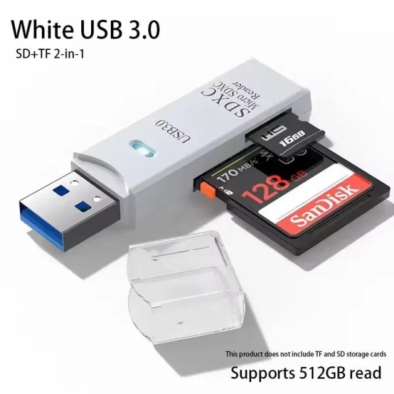 Высокоскоростной USB 3.0 2-в-1 картридер для SD и TF карт, поддерживает до 512 ГБ