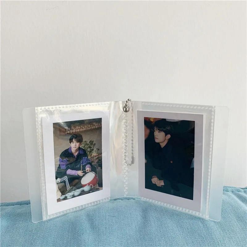 2/3 Inch Photo Album for Mini Photo Sticker ID Photo Storage Interstitial Pocket Keyring Lover Memory Kpop Card Collect Book
