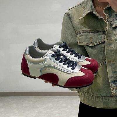 Версия из коровьей кожи~ Сочетание цветов, универсальная кожа, внутренняя высота, немецкие тренировочные туфли, женские спортивные туфли на мягкой подошве, кроссовки «Форрест Гамп»