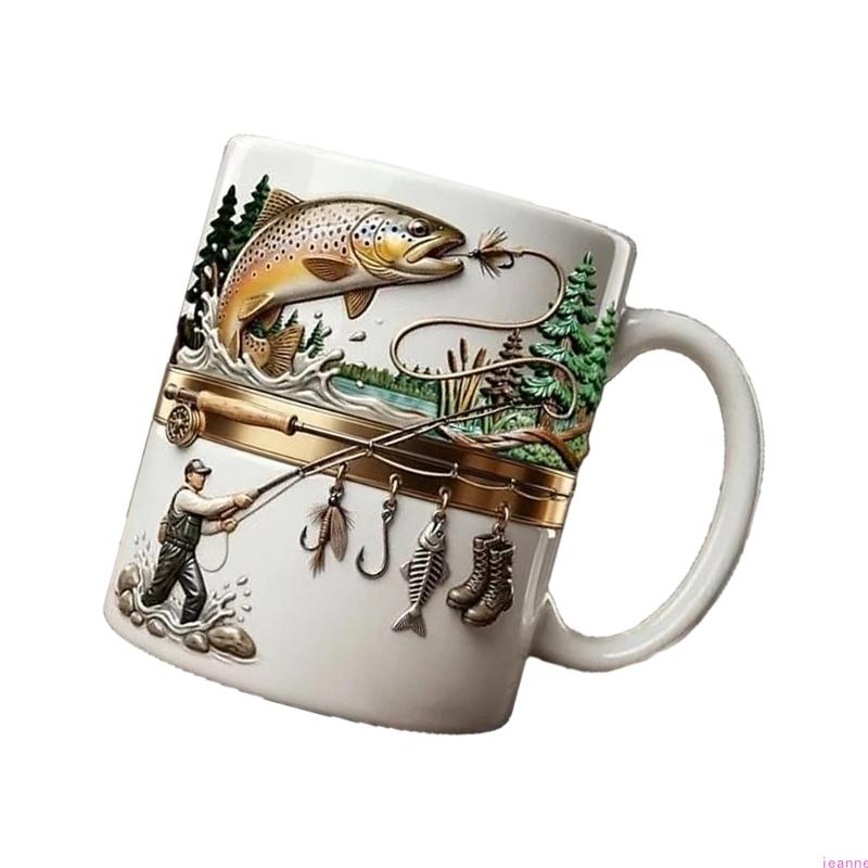 Элегантная кружка для питья с ручкой Креативная керамическая кружка на тему рыбалки для горячих напитков Отличный подарок для рыболовов