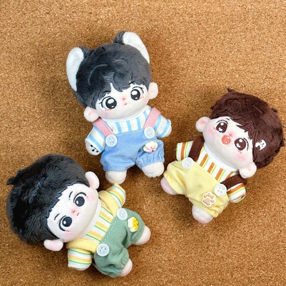 Striped T-shirt 10cm Cotton Doll Clothes Cat Paw Pants Doll Dress Up Set  10cm Cotton Doll