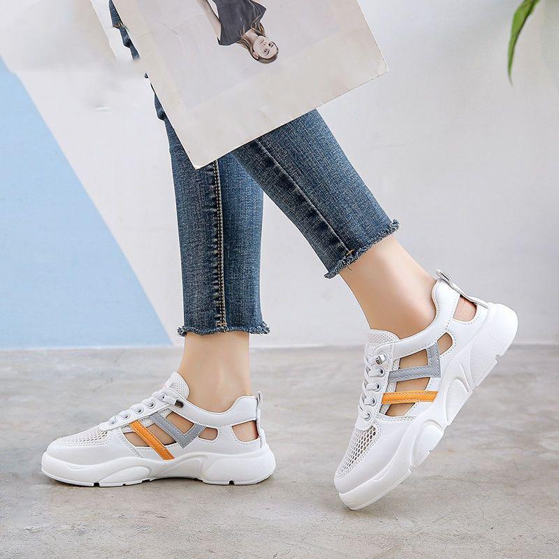 Breathable Mesh Small White Shoes Female Summer Thin Section Hollow Sports Casual Shoes Sandals