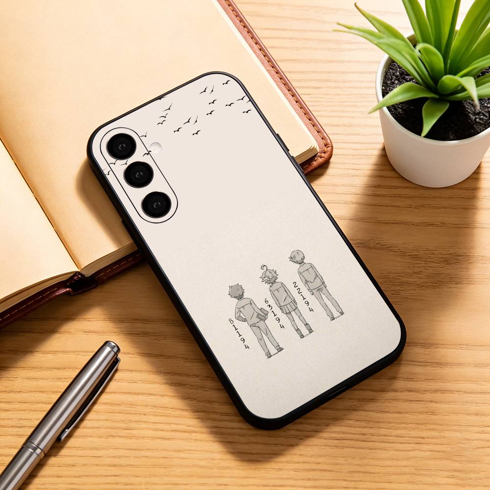 Обещанный Неверленд E-N-R Чехол для телефона Samsung Galaxy A73,A72,A71,A70,A53,A52,A51, Мягкий силиконовый Черный чехол