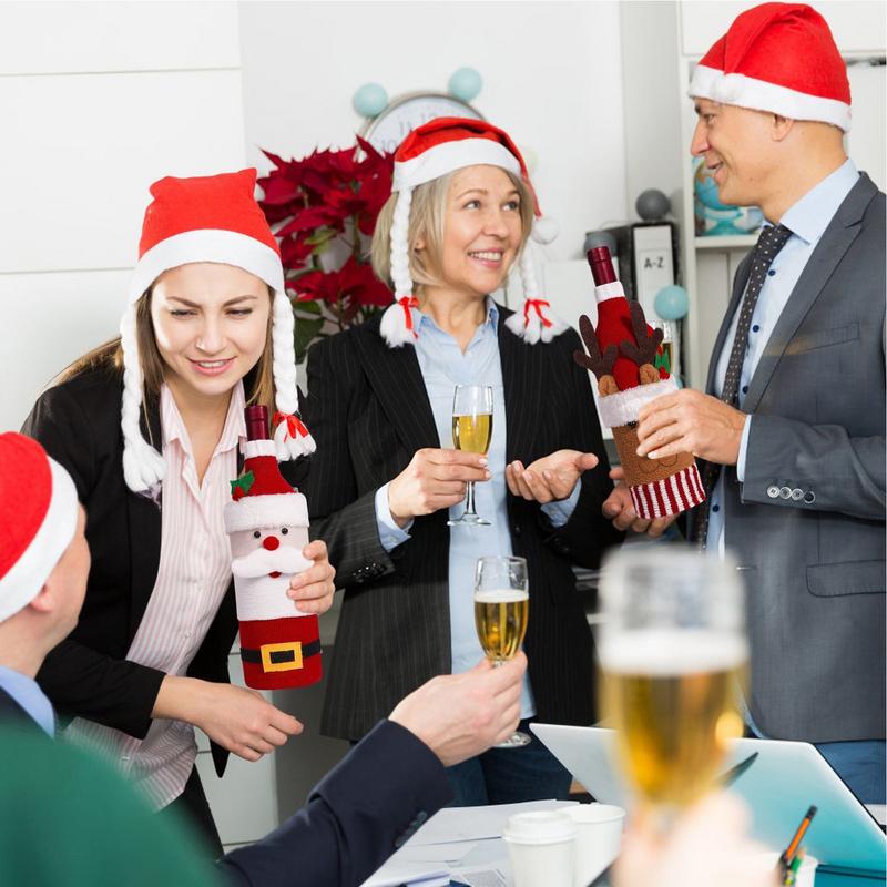 Рождественский свитер из винной бутылки, вязаный рождественский декор для винной бутылки, стильное и изысканное украшение стола для рождественских праздников