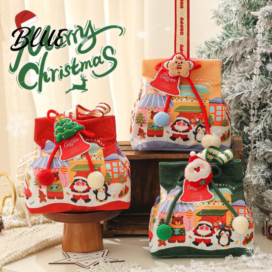 Christmas Small Gifts Drawstring Gift Bag with Handle Reusable Canvas for Packaging Bags Present Xmas Candy Goodie Treat Pouch Holiday Party