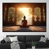 Buddha Statue Canvas Painting Buddah Statue and Candles Posters and Prints for Living Room Religious Wall Decor Unframe