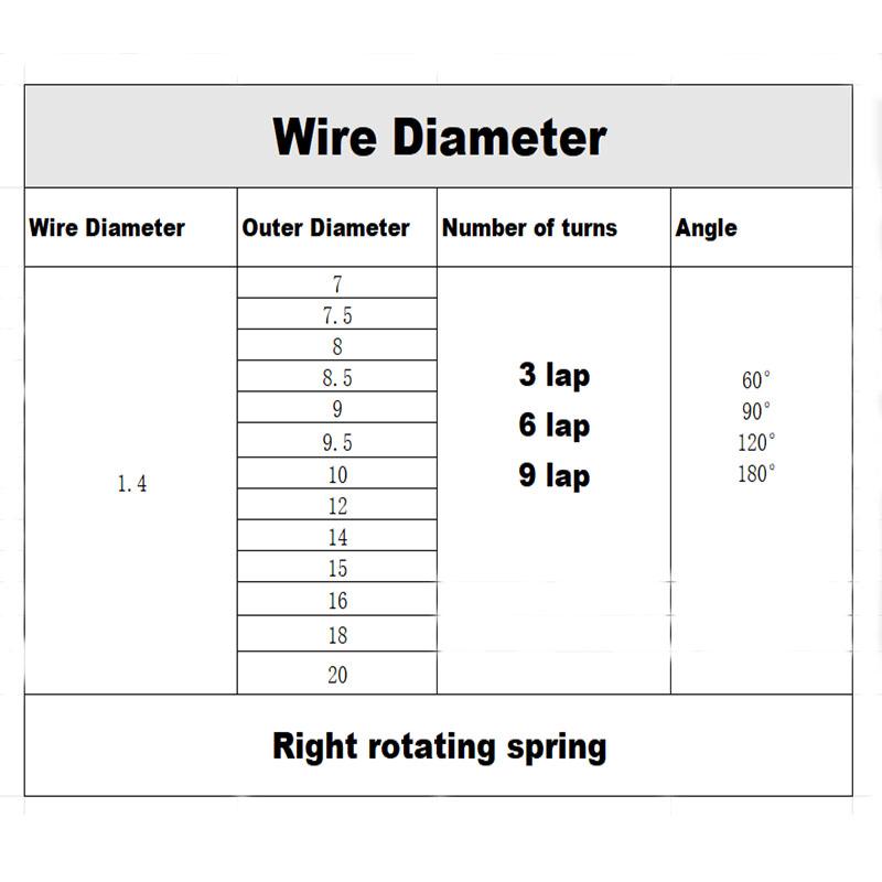 10pcs 1.4mm Wire 304 Stainless Steel Right-Hand Torsion Spring 3/6/9 Coils 60-180 Degree Corrosion Resistant Torsion Spring