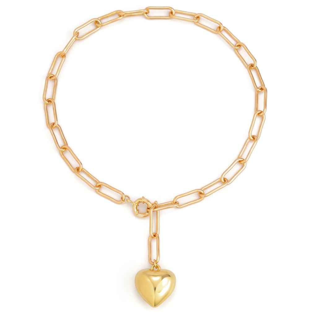 Punk Trendy Love Heart Pendant Necklace for Women Hip Hop Gothic Gold Color Metal Thick Chain Chokers Y2K Party Jewelry 2025 New