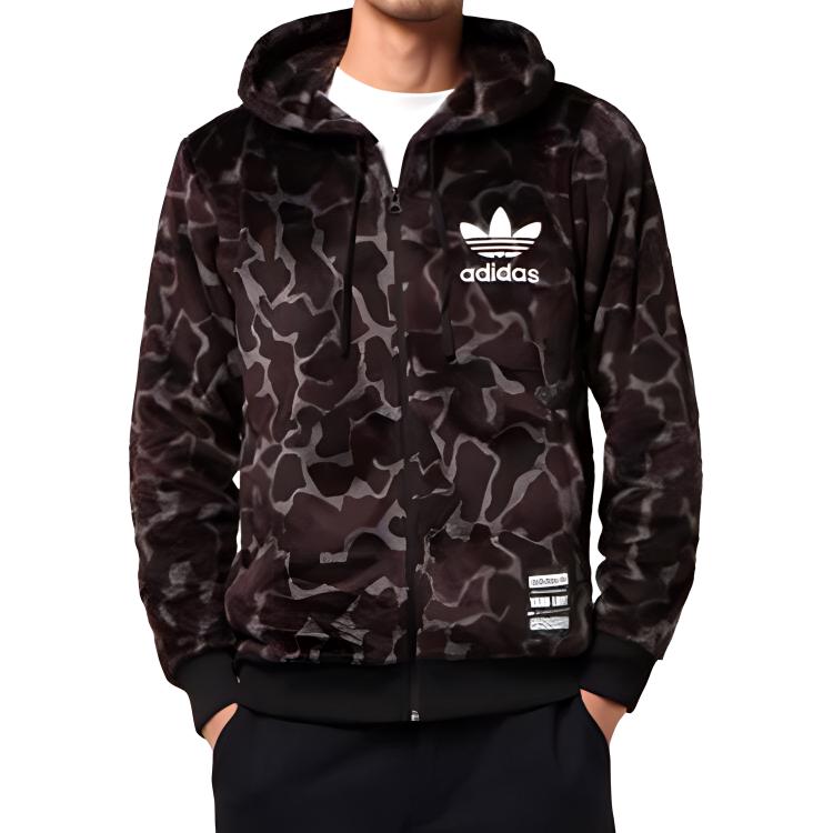 adidas Originals Clover камуфляжная теплая куртка с капюшоном на флисовой подкладке мужские куртки темно-коричневые CD1716