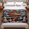 Christmas Theme Soft Blanket Personalized Custom Name Text Print Warm Blanket Home Sofa Bedroom Decor