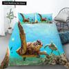 Sea Turtle Duevt Cover Set King Size Ocean Turtle Themed Comforter Cover for Teens Boys and Girls Soft Polyester Quilt Cover