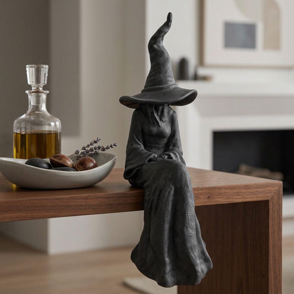 Plastic Vintage Faceless Witch Sculpture 3D Printed Witch Ledge Sitter Statue Halloween Decor