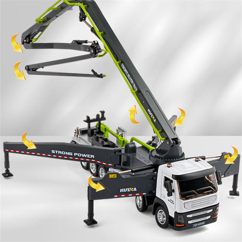 1/50 Литая под давлением модель автобетононасоса Металлическая модель автобетононасоса для транспортировки цемента Инженерная машина Модель Детская игрушка Подарок