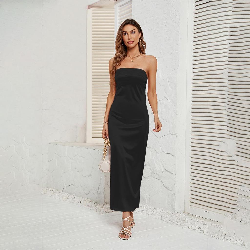 Женский дизайн Sense с открытой спиной, бюстье, однотонное платье без рукавов длиной до щиколотки с высокой талией