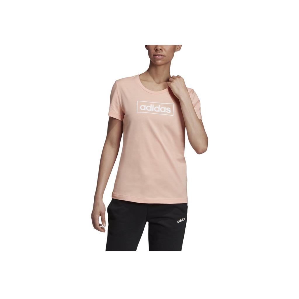 adidas Однотонная футболка с логотипом в виде буквы, спортивная, фитнес, с коротким рукавом, женские топы, розовая EI4584