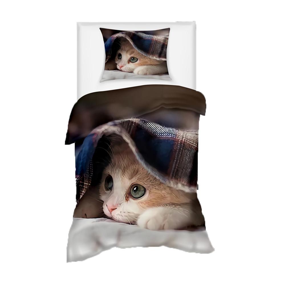 Супер милый комплект постельного белья для детей с котятами Kawaii Girl Quilt Cove King Queen Size Cat Animal 2/3 шт. полиэстеровый пододеяльник (Нет листа)