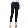 High Waist Women's Straight-Leg Suit Pants - Casual Korean Style, Black, Thin Fabric for Spring, Autumn, Summer