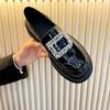 [Large Quantities In Stock] Square Buckle Rhinestone Platform Loafers, New Black Jk Small Leather Shoes In Autumn 2025, Single Shoes