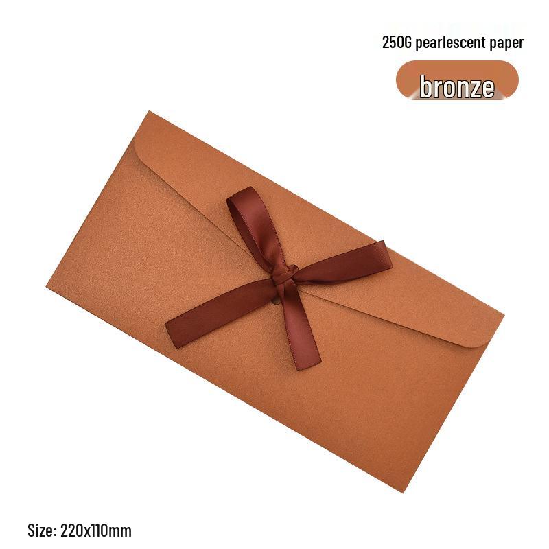 Перламутровый бант из ленты, подарочный конверт и приглашение с печатью логотипа на заказ