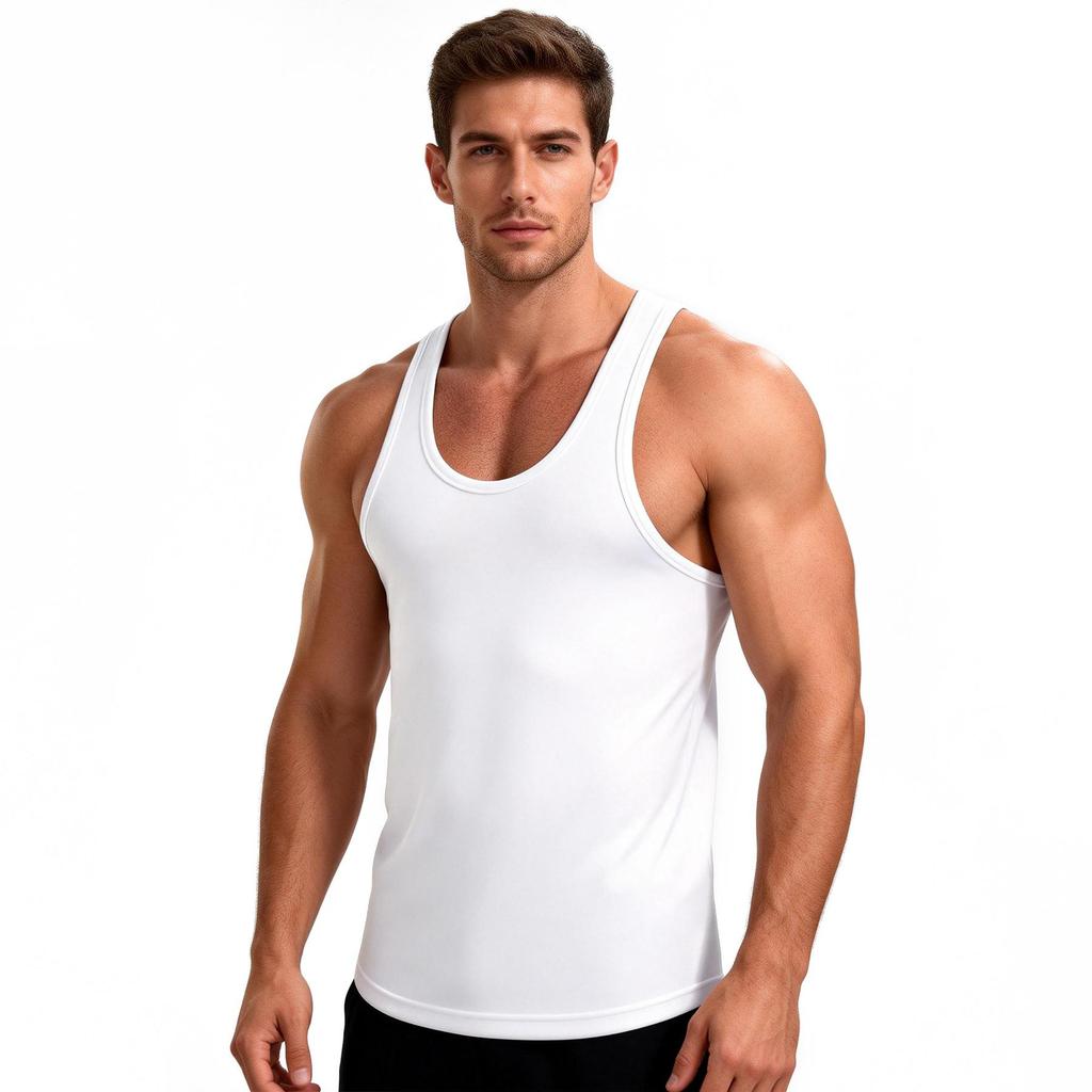 Summer Men's Y-Back Muscle Tank Tops Quick Dry Sleeveless Gym Workout Shirt Bodybuilding Training Fitness Stringer Vest