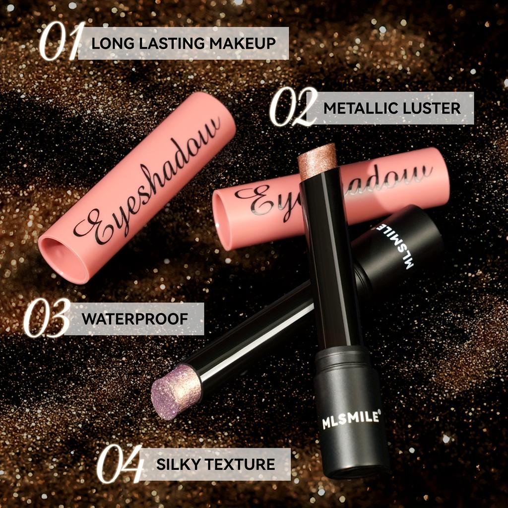 Shimmer Eyeshadow Stick Lipstick Стойкий водостойкий хайлайтер с мелким мерцанием, металлическим финишем - 2-в-1 для макияжа губ и глаз