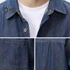 Мужская хлопковая рубашка с коротким рукавом, летняя джинсовая рубашка с пуговицами и лацканами, повседневный пляжный топ